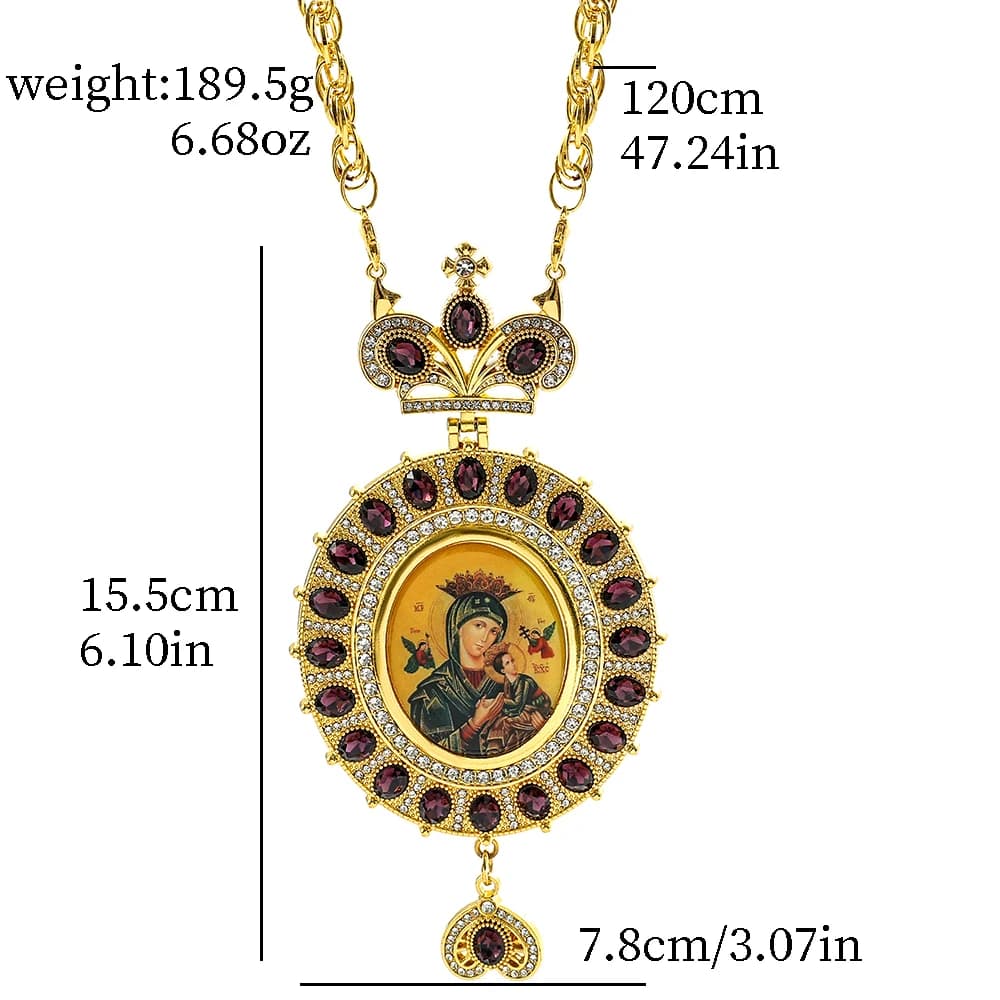Collier Rétro Croix Pectorale Dorée Couronne Orthodoxe Catholique Pendentif Religieux pour Femmes Ho