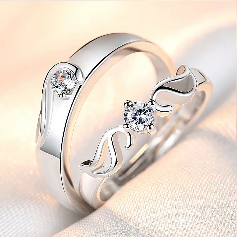 Bagues jumelées de luxe pour femmes et hommes, matiques réglables, couronne de fleurs, proposition d