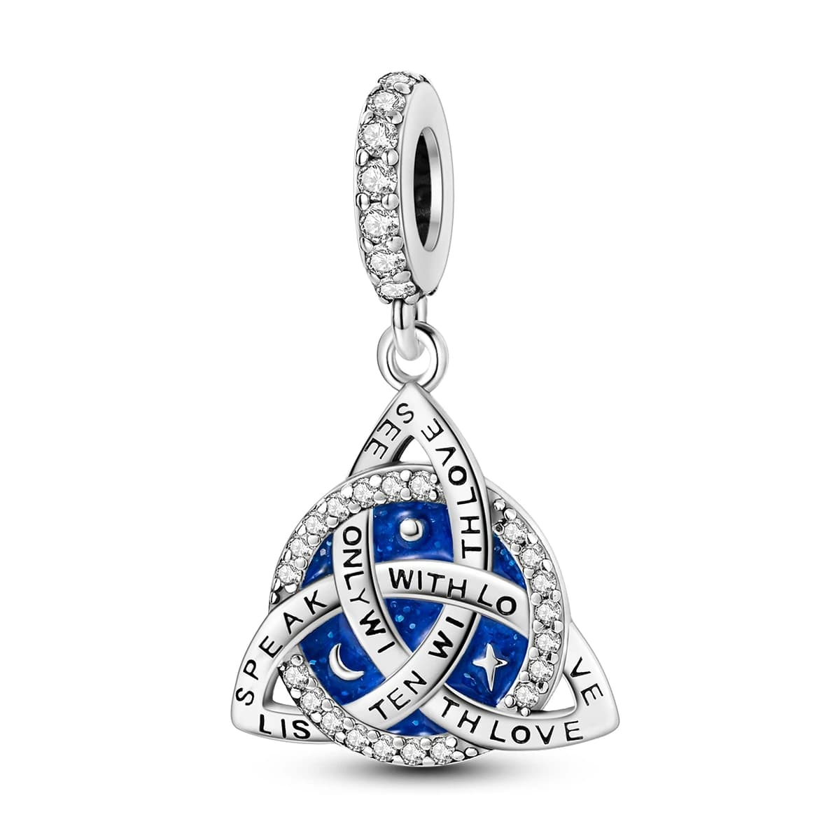 Breloques en argent sterling 925 avec nœud celtique et ciel étoilé, perles pendantes en émail bleu e