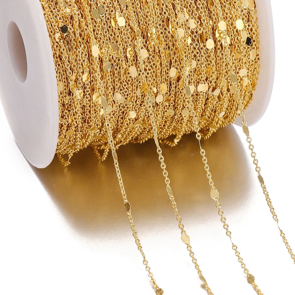 Collier en cuivre doré avec paillettes, composants de bricolage, fournitures d'artisanat, document, 