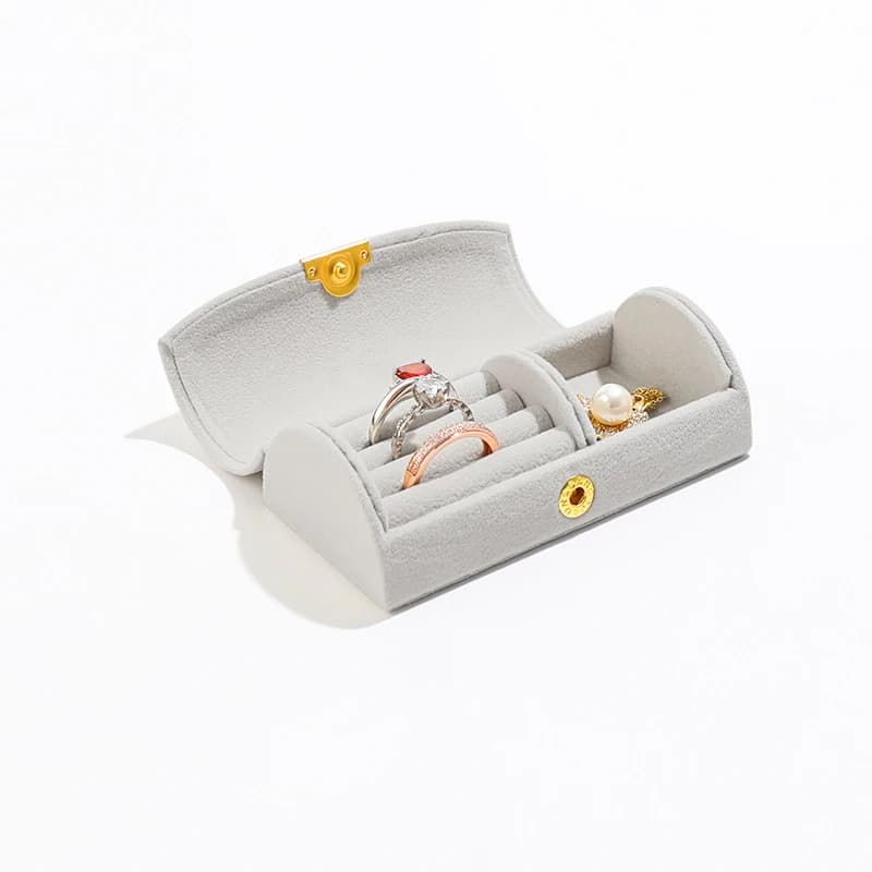 Boîte à bijoux en velours perlé pour femme, sac de rangement portable, collier, matiques, porte-bouc