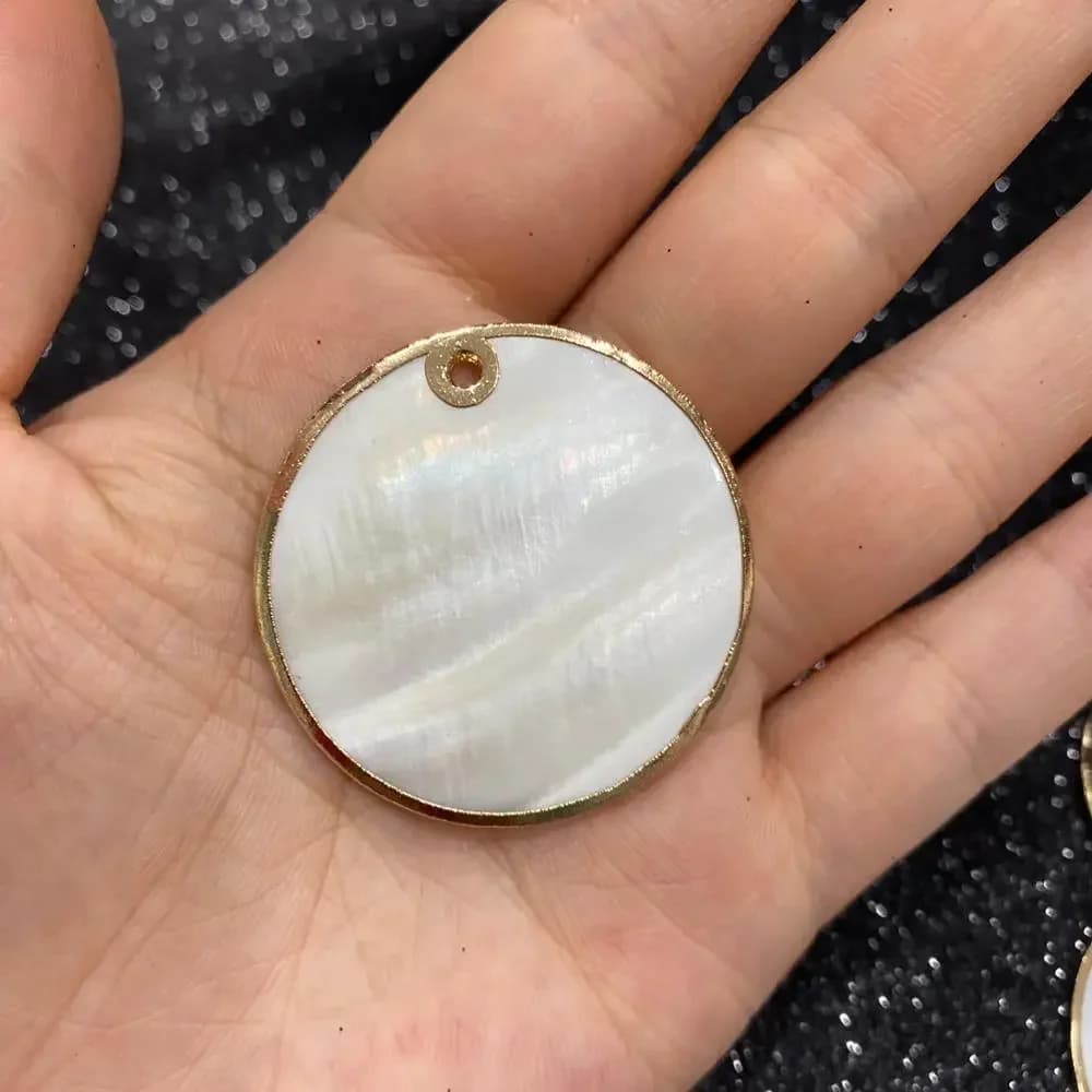 Pendentif en coquillage blanc naturel, rond en nacre, breloques exquises pour la fabrication de bijo