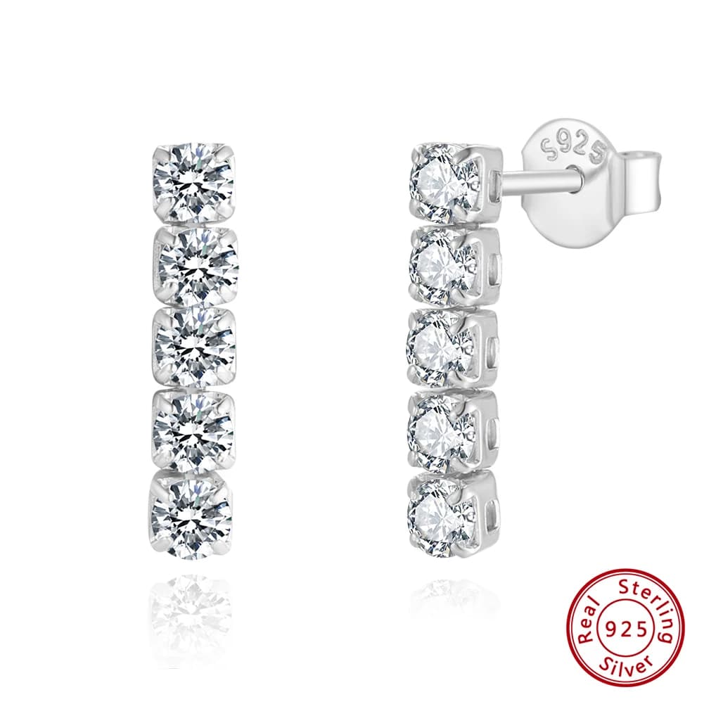 KISS MANDY Boucles d'oreilles pendantes en argent sterling 925 avec cristal de zircon étincelant, bi