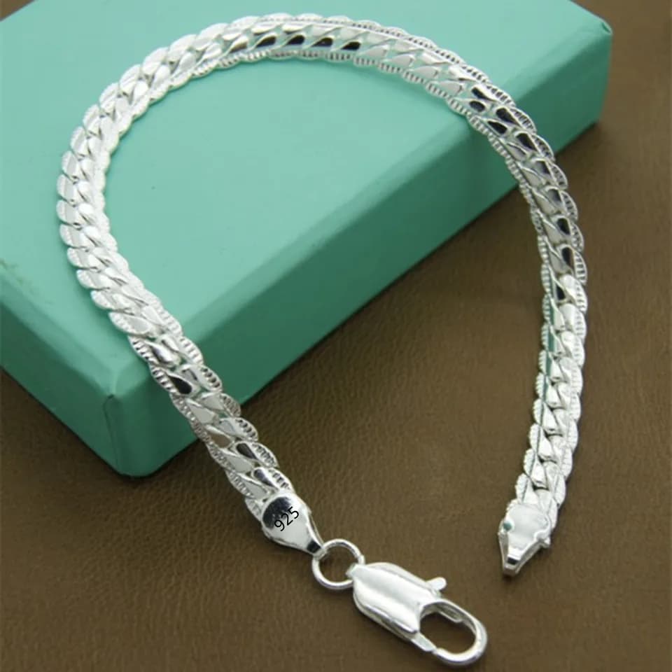 Bracelet en argent regardé 925 pour hommes et femmes, motif tressé, mode JOWedding, fête de fiançail