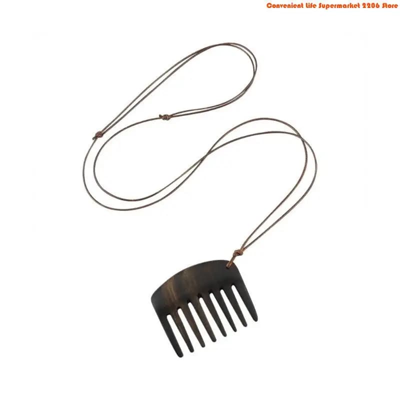 Collier pendentif peigne en bois E06E, longue corde, chaîne cou à longueur réglable, chaîne clavicul