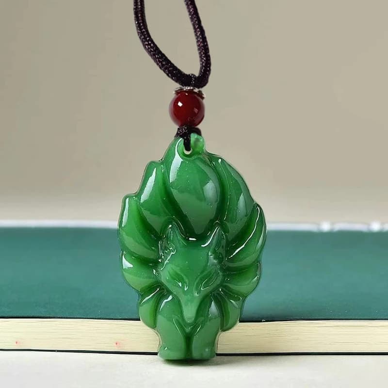 Collier pendentif renard sculpté à la main pour femme et homme, amulette chinoise, longue rette, cad