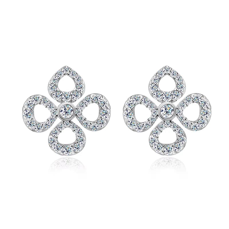 Boucles d'oreilles Smyoue Flower All Moissanite pour femmes, entièrement serties de diamants, taille