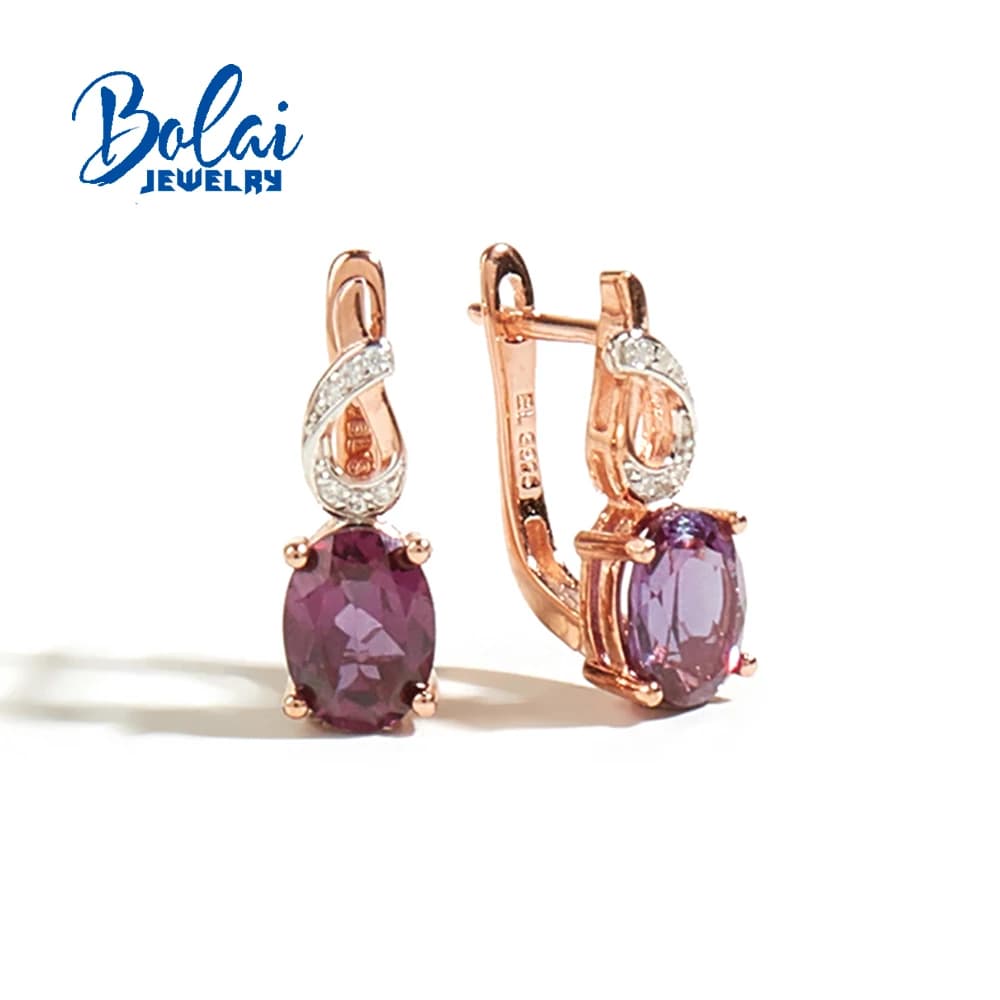 Boucle d'oreille élégante en argent Sterling 925, avec changement de couleur créé, pierre alexandre 