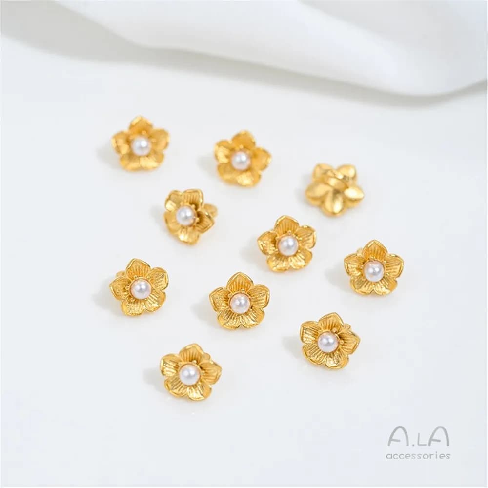 Accessoires vietnamiens en or sable incrusté de perles, perles de fleurs, patte de gourde Ruyi, Brac
