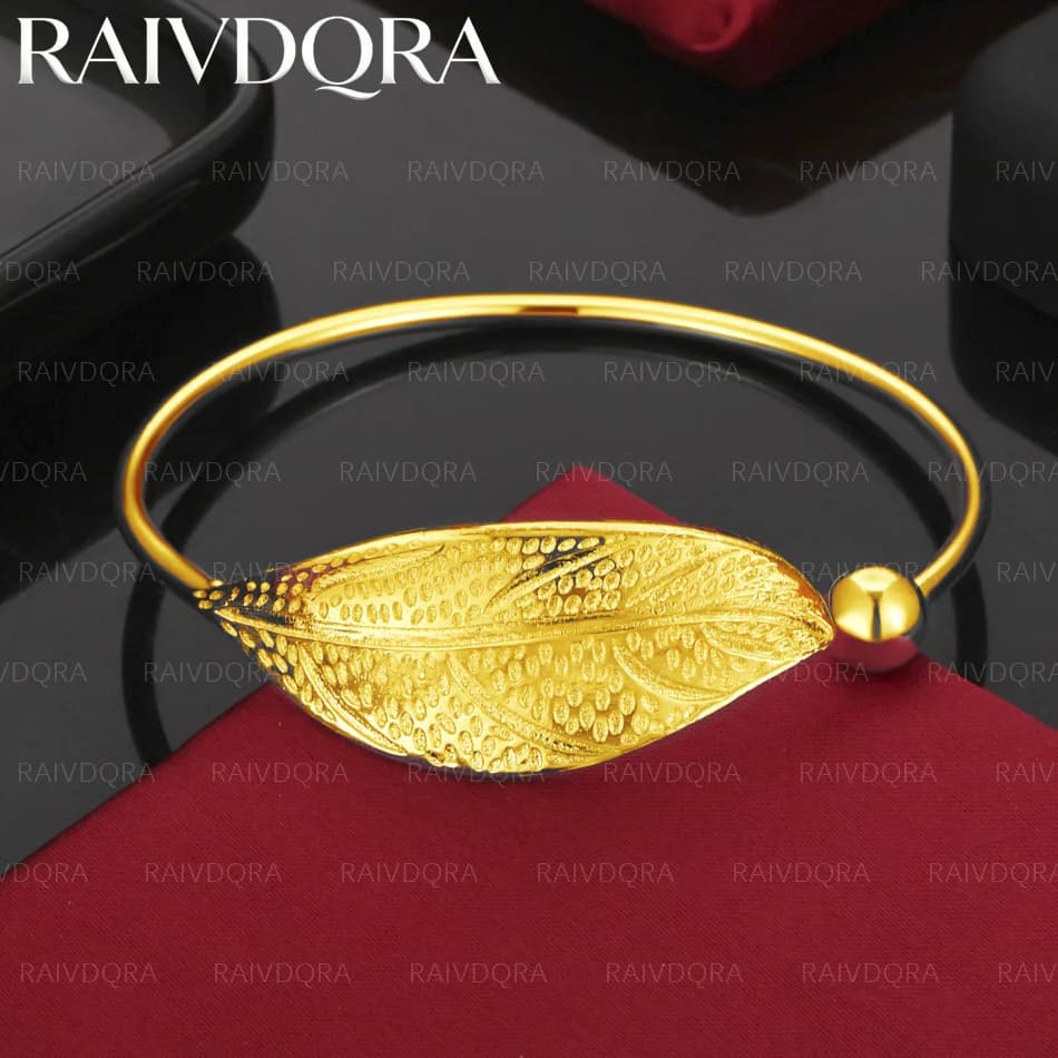 Bracelet en or plaqué 18 carats avec grandes feuilles pour femmes et hommes, accessoires de bijoux, 