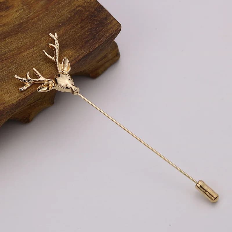 Broche de cravate Vintage pour hommes et femmes, or argenté, feuille de cerf, soleil, broche pour co