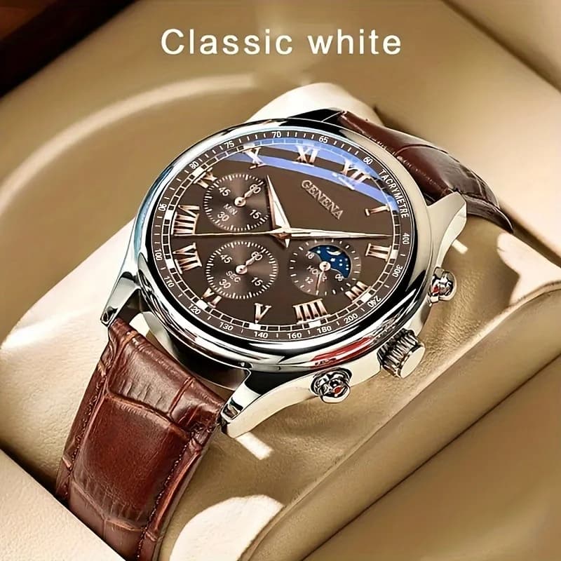 SENOligHigh-Montre à quartz étanche pour homme, ceinture de luxe, mode, ronde, affaires, étudiant, s