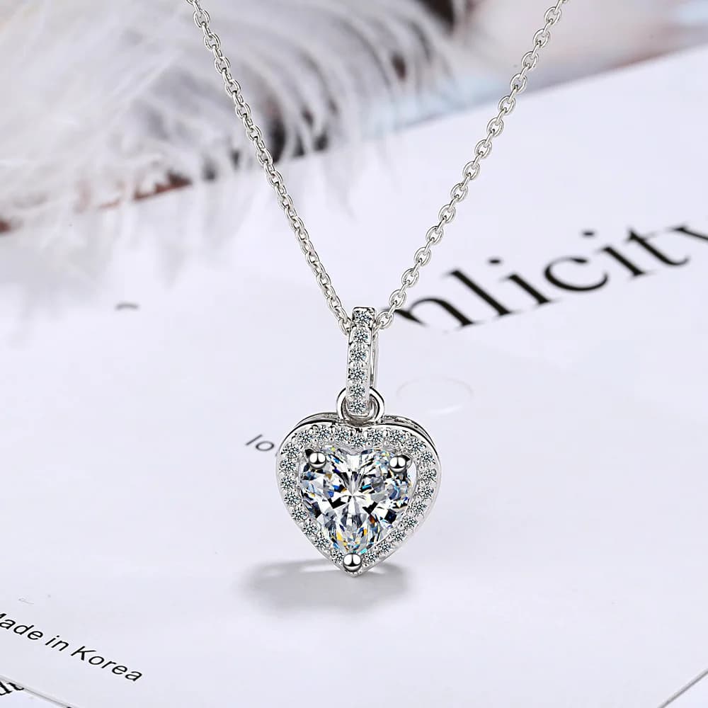 Collier de luxe en argent sterling 925 avec pendentif cœur pour femme, bijoux de mariage, accessoire