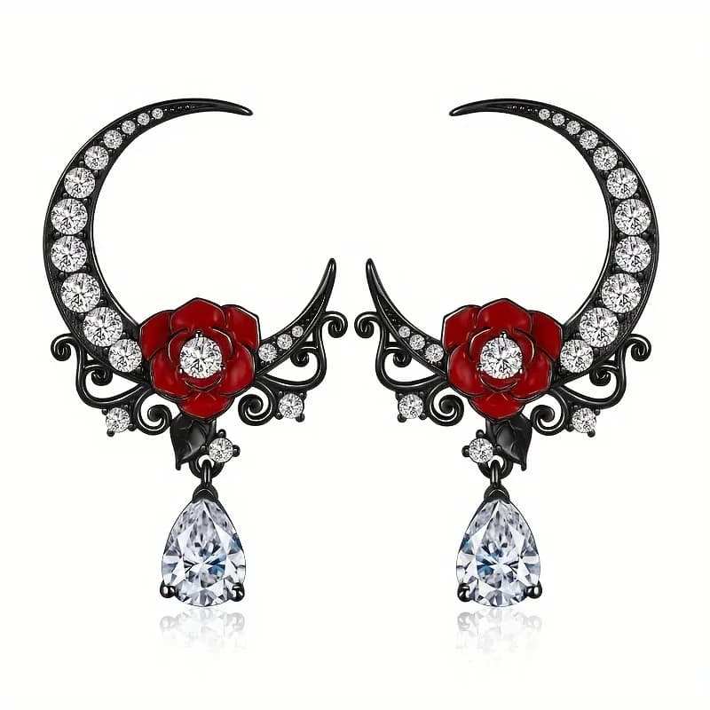 Bijoux gothiques boucles d'oreilles lune Rose pour femmes filles accessoires gothiques clous d'oreil