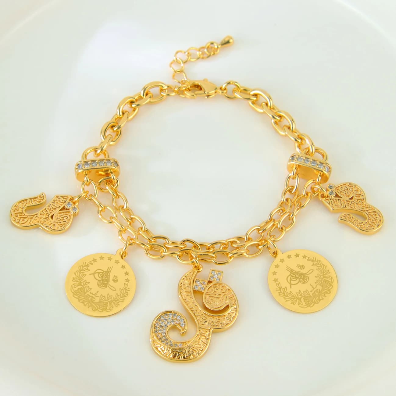 Bracelet plaqué or de dubaï, couleur or 21 carats, Chic italien, multicouches, pour femmes saoudienn
