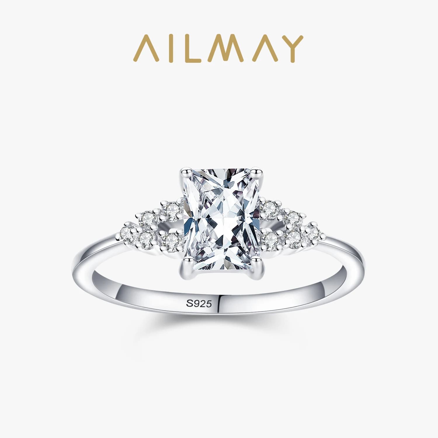 Ailmay véritable 925 bague de mariage en argent Sterling Fashionc luxe cubique zircone anneaux pour 