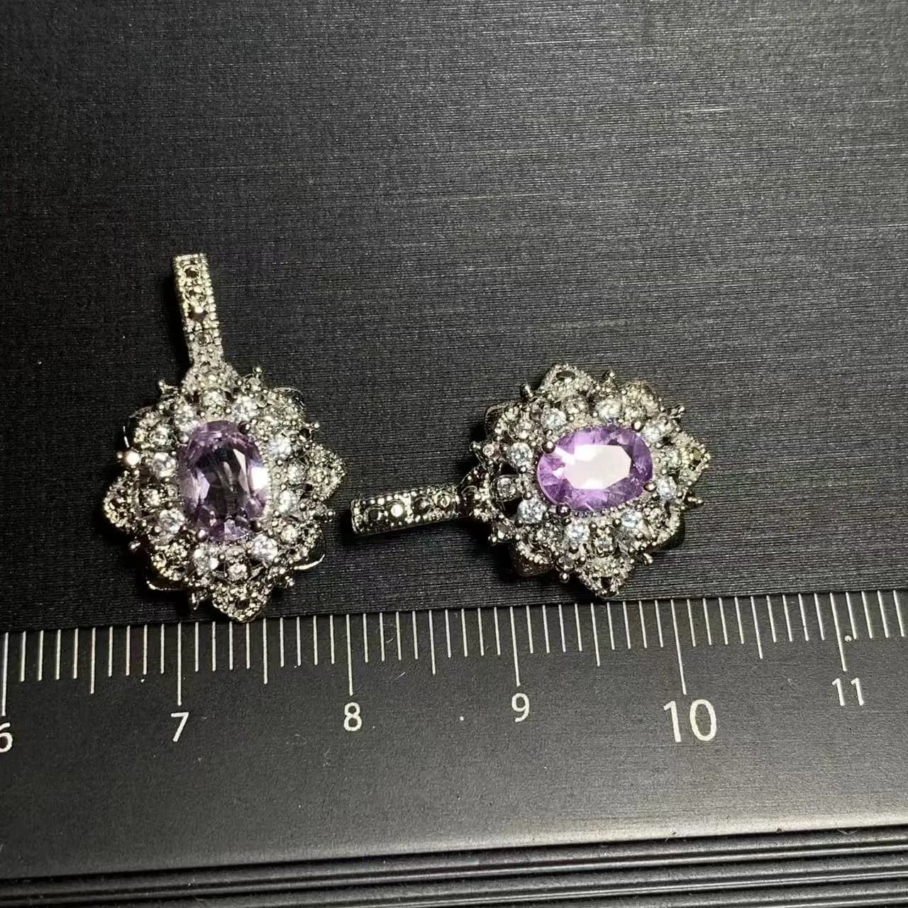 Collier pendentif ovale en améthyste naturelle, bijoux fins, pierres faites à la main, vente en gros
