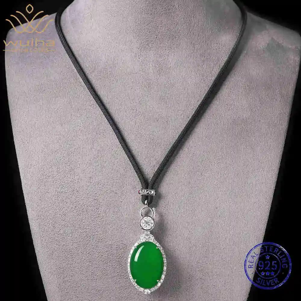 WUIHA Vintage 925 argent Sterling naturel Jade laboratoire saphir haute teneur en carbone diamants p