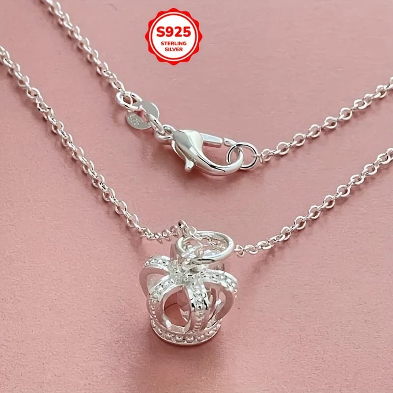 Collier couronne en argent sterling 925 pour femmes, hommes, à faire soi-même, idéal pour la Saint-V