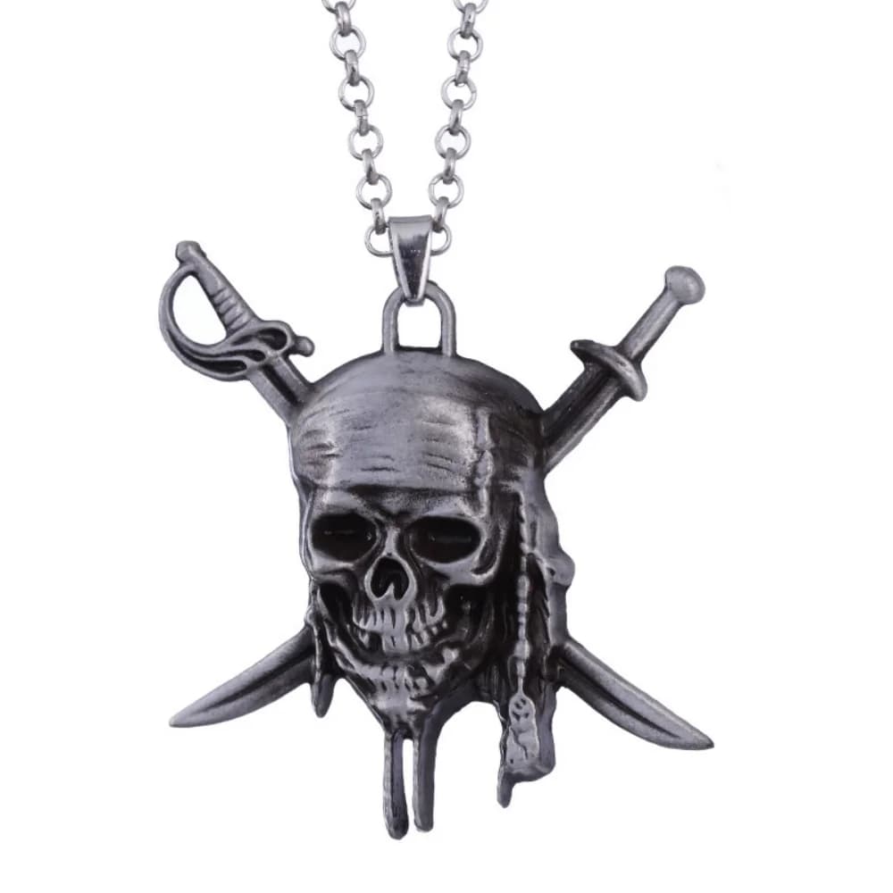 PIRATES des caraïbes collier film JACK moineau aztèque squelette têtes de crâne pendentif PUNK médai