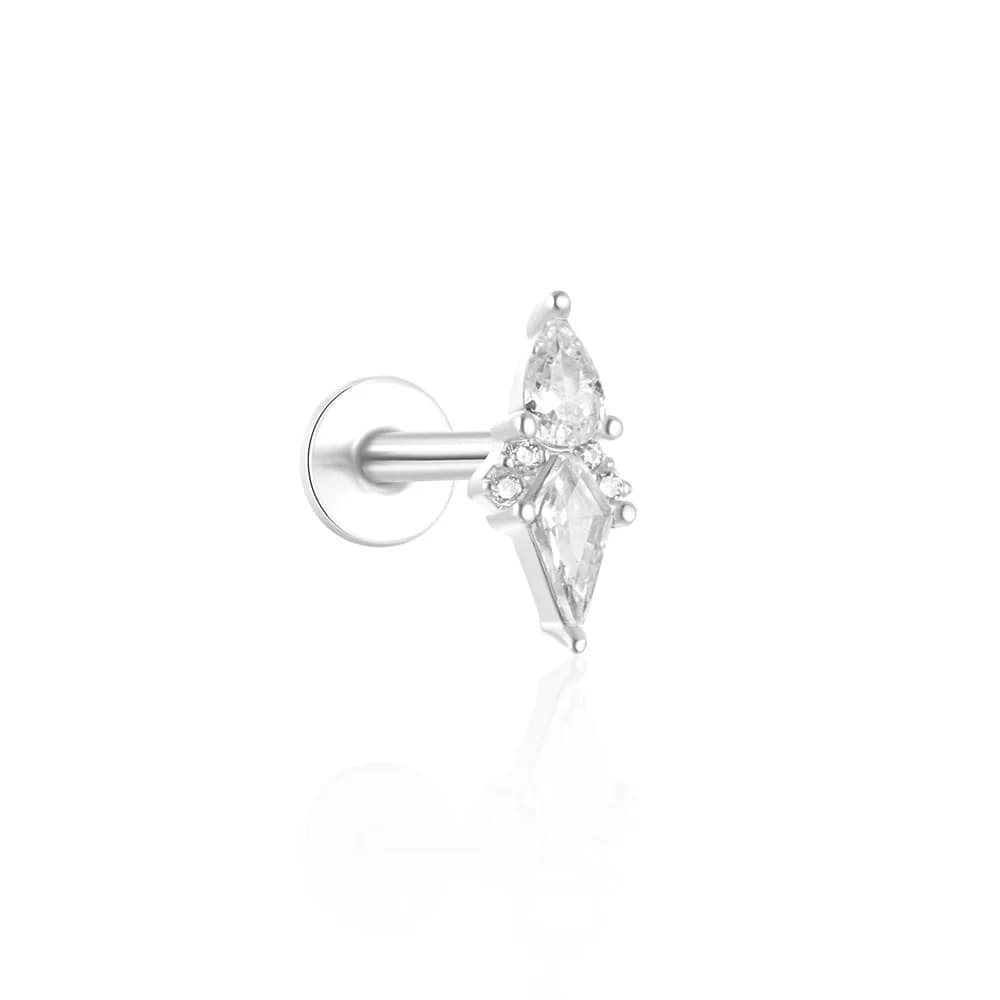 BOAKO – boucles d'oreilles à tête plate en argent Sterling 925 pour femmes, Zircon géométrique, Rive