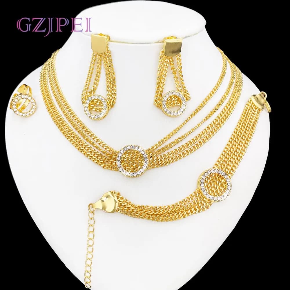 GZJPEI Hip Hop femmes ensemble de bijoux Miami chaîne cubaine collier multicouche Bracelet Zircon bo