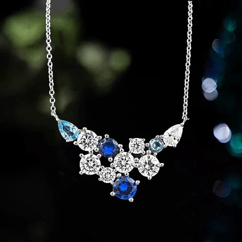 Vinregem saphir haute teneur en carbone diamant pierres précieuses pendentif colliers pour femmes 10