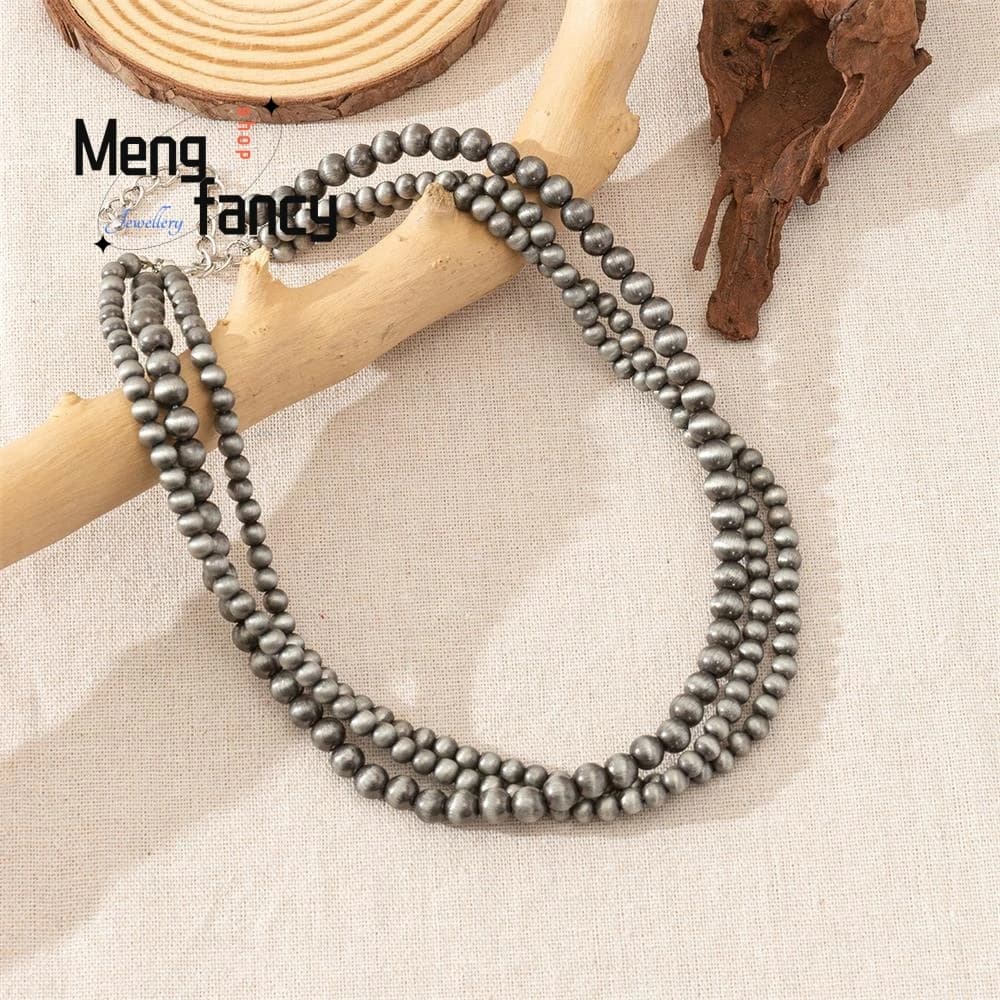 Colliers de perles brossées rétro Navajo, 3 perles multicouches, bijoux personnalisés de haute quali