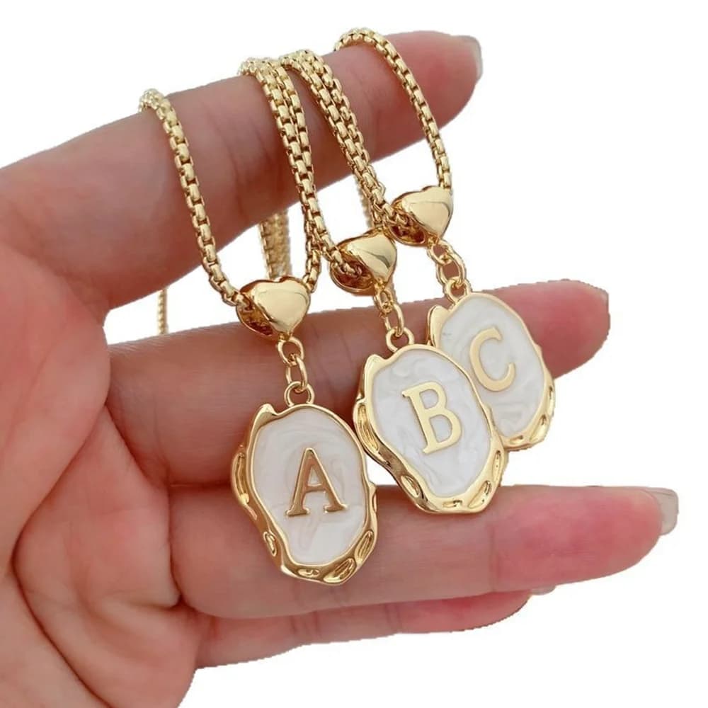 Collier pendentif lettre A à Z 26 pour femmes, ras du cou avec lettres à la mode, cadeau