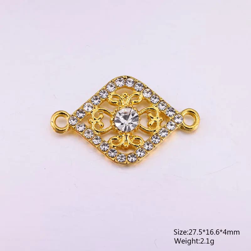 Connecteurs de fleurs en filigrane de cristal, couleurs or et argent, breloques en alliage pour la f
