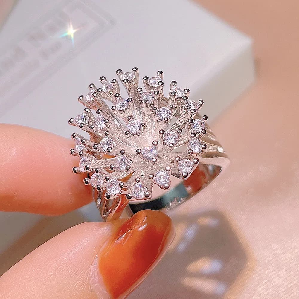Bague flocon de neige en argent 925 pour femmes, anneau de luxe Super brillant en Zircon ajouré, bij