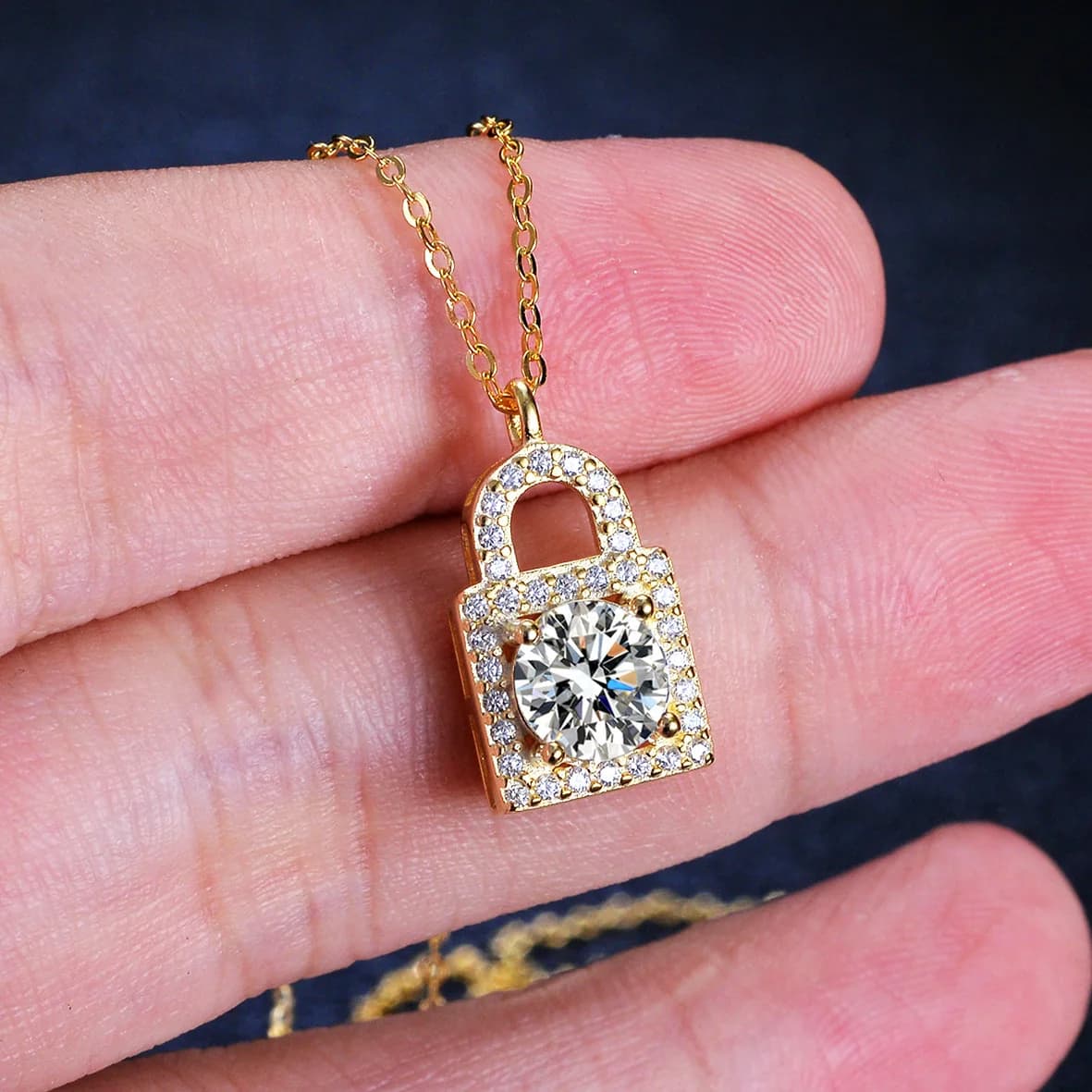 Collier en moissanite BR 1CT, pendentif en forme de cadenas et de clé, design élégant et nouveau pou