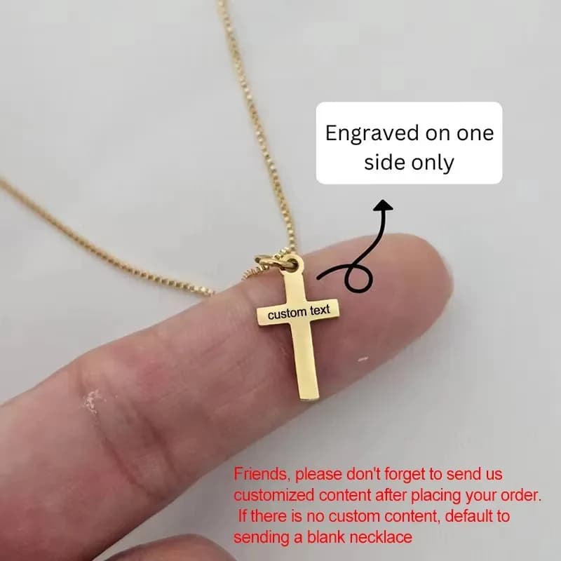 Collier croix plaqué or avec nom gravé personnalisé, pour enfants, filles et garçons, bijoux cadeaux