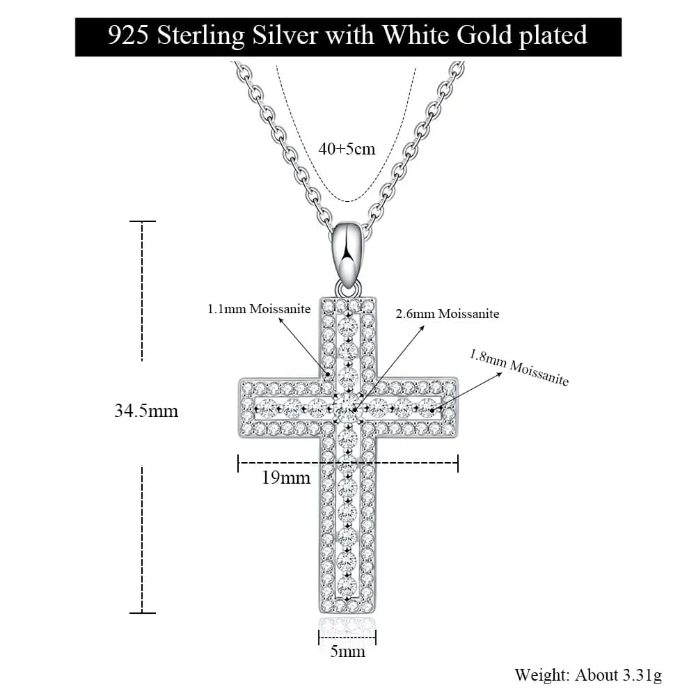 Collier avec pendentif croix Moissanite pour femmes, plaqué or, en argent Sterling S925, ras du cou,
