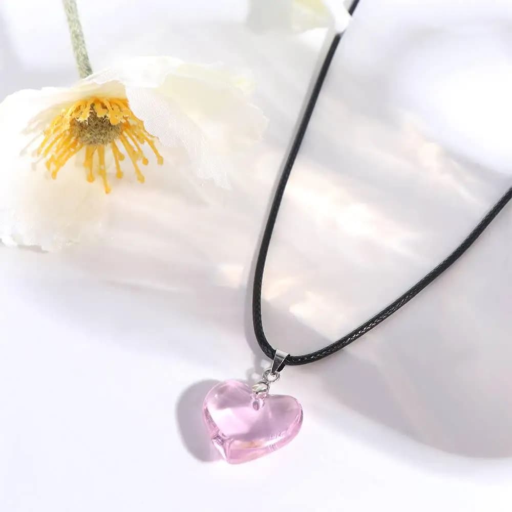 Petit coeur Punk coeur cristal collier Vintage corde chaîne rouge coeur pendentif Y2K bijoux gothiqu
