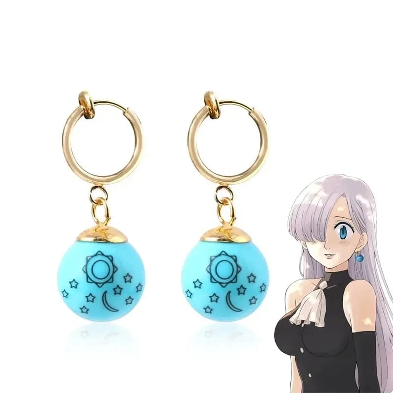 Collier Anime les sept péchés capitaux, Elizabeth Liones, pendentif, boucles d'oreilles, Clip d'orei