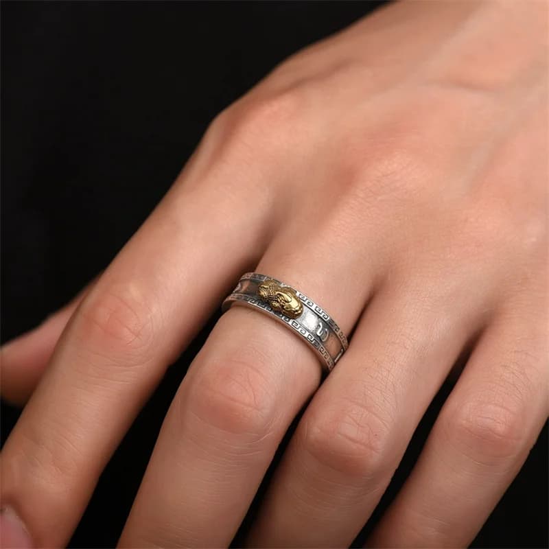 Bague en argent 925 pour hommes et femmes, bijoux Vintage à Six caractères, grand Mantra brillant, b