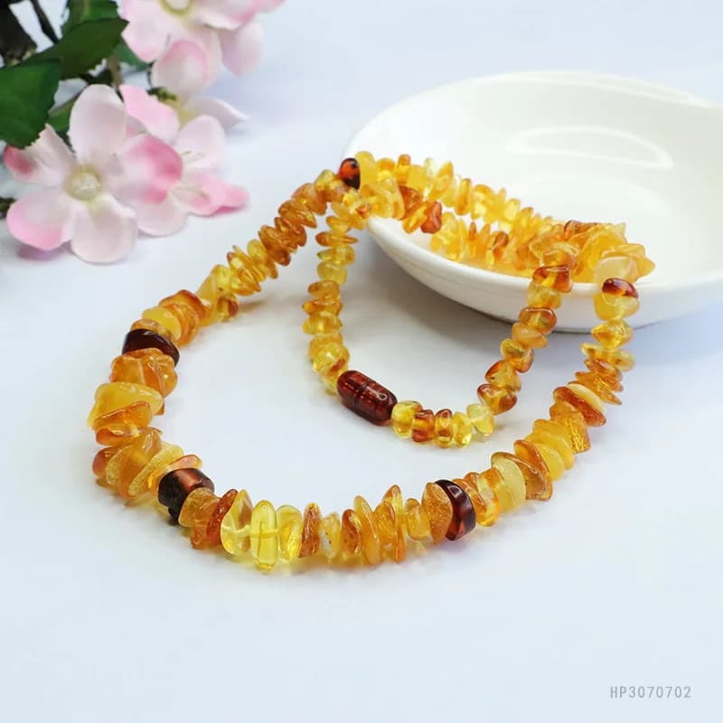 Collier Duobao en ambre naturel baltique, 7 ~ 15mm, cire d'abeille, ambre de sang, Kinder, chaîne de