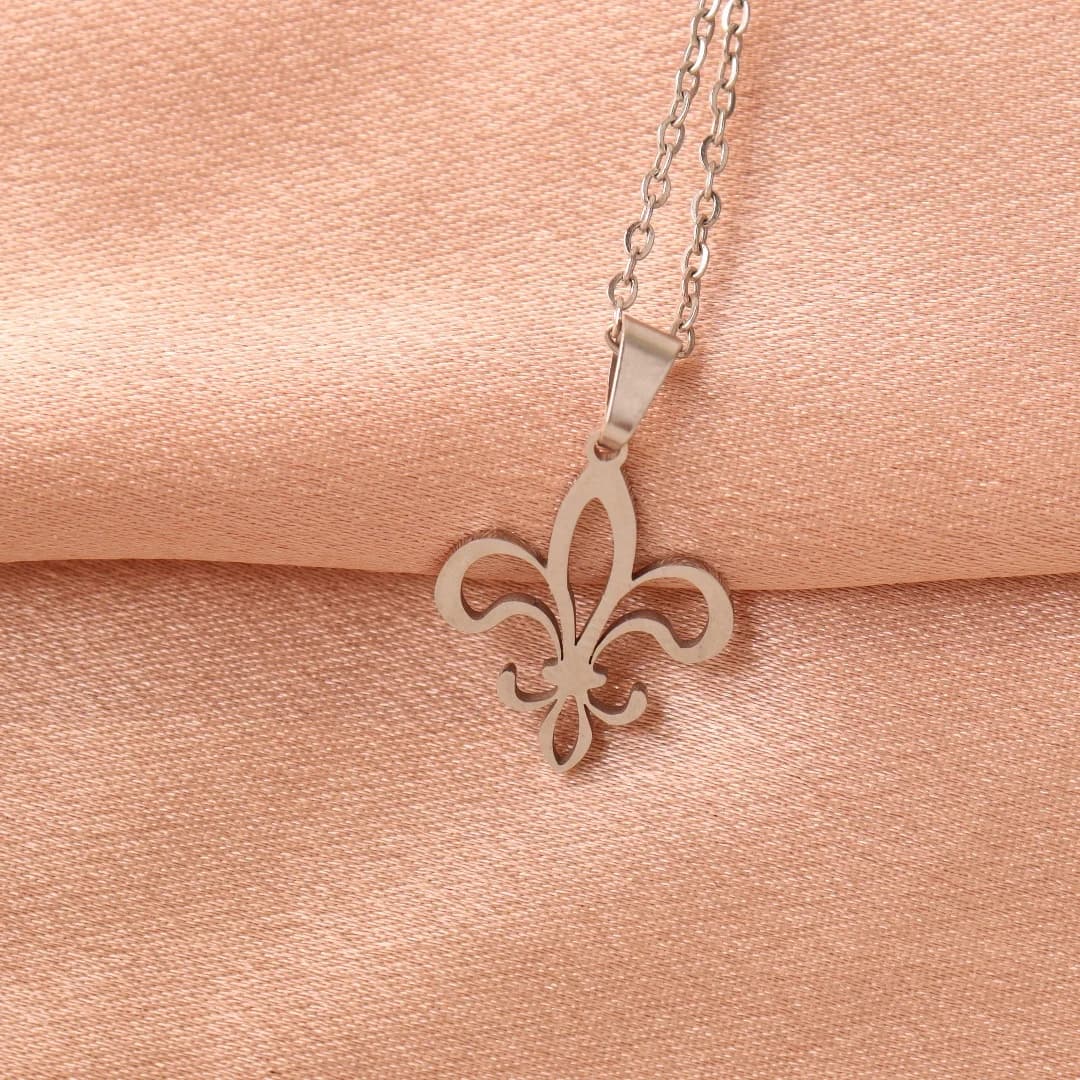 Collier Fleur De Lis en acier inoxydable, pendentif fleur, lys, Saint Nicholas, Lotus, catholique, r