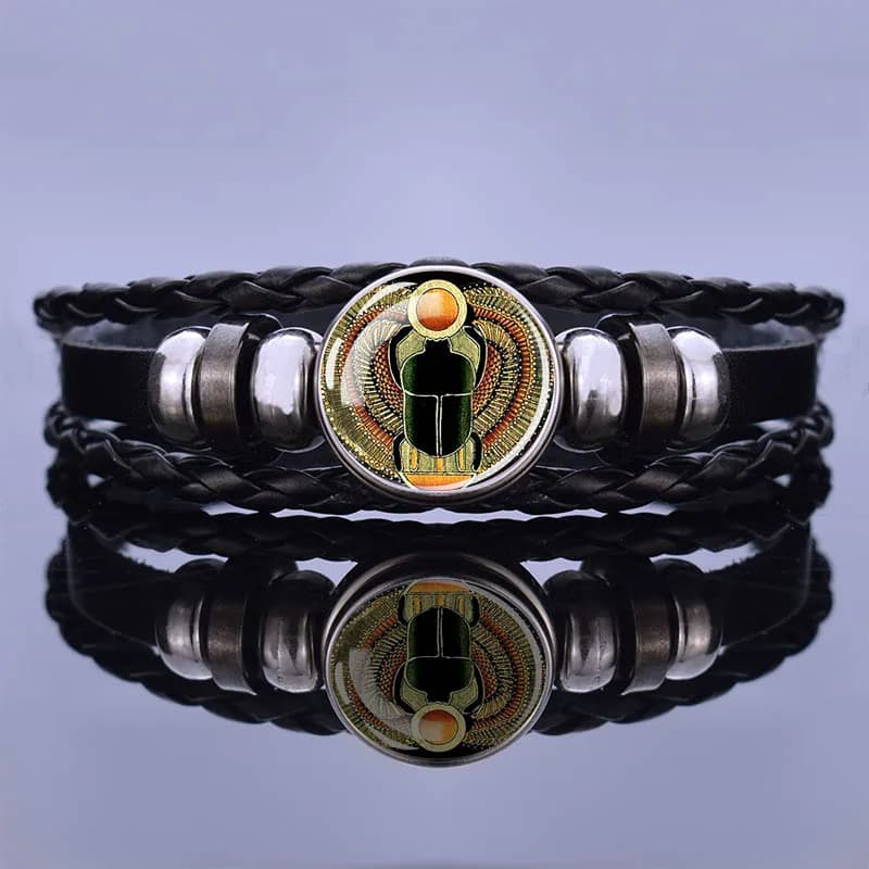 Bracelet Ankh croix punk égyptien, vintage, prairie, egypte, Anubis, scarabée, déesse, tissé, bracel