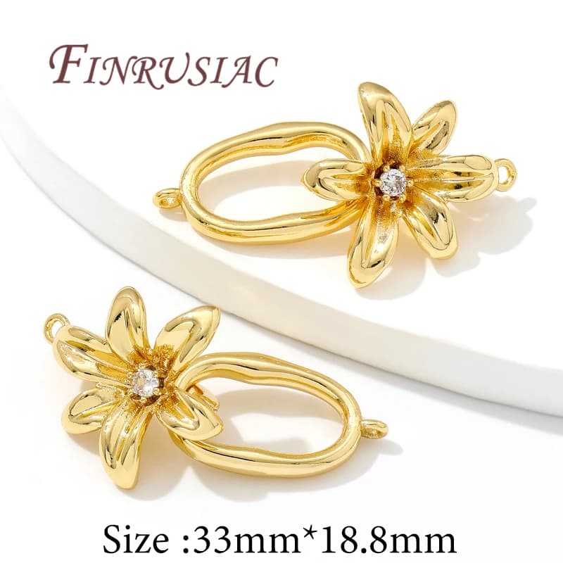 Connecteurs pour bijoux plaqués or 18 carats, attaches pour bracelets, fermoirs en forme de fleurs, 