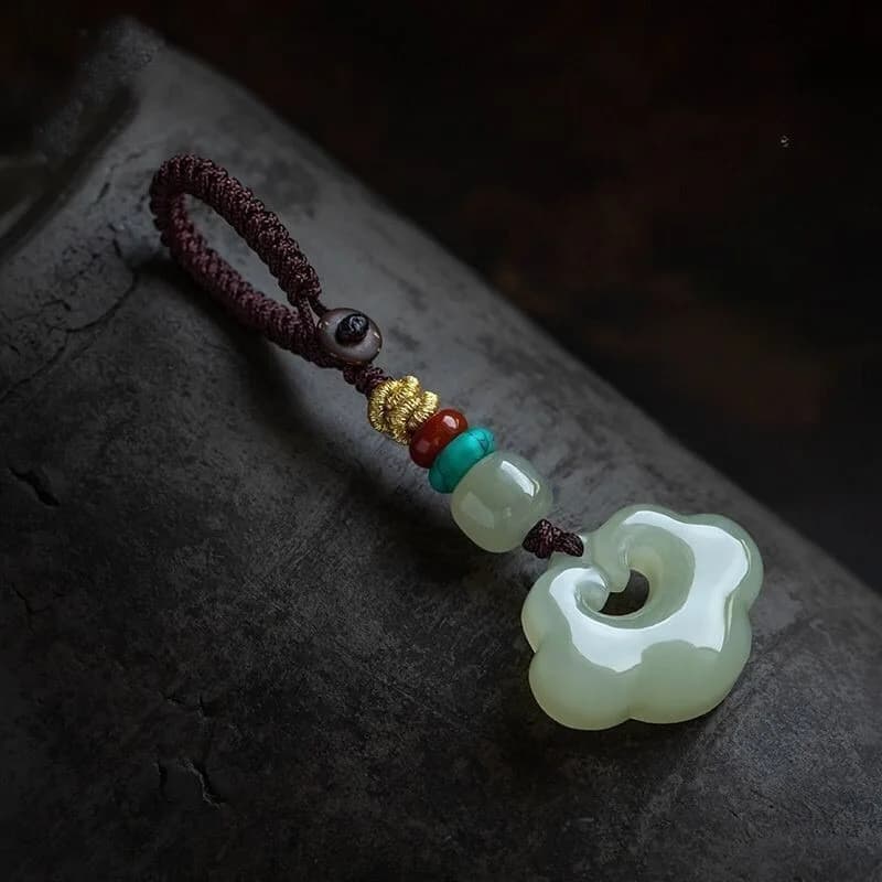 Certificat Hotan noir Jade nuages de bon augure pendentif porte-clés charme pierre naturel émeraude 