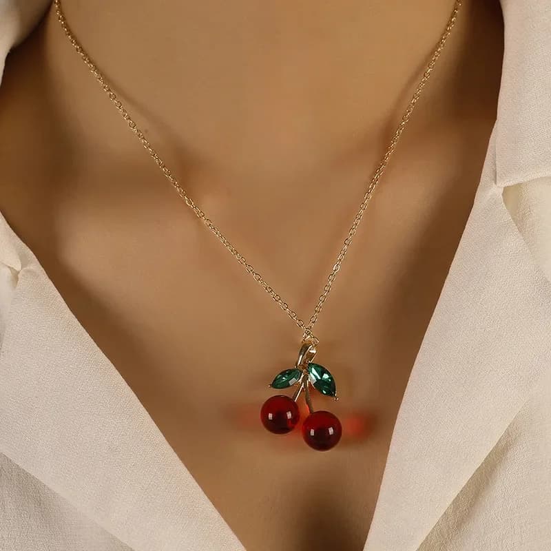 Collier polyvalent en pierre de luxe pour femmes, sensation haut de gamme, feuille verte, pêche roug