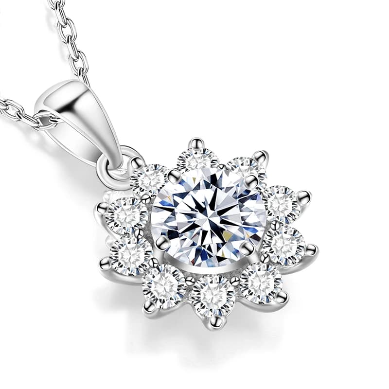 Collier en argent 925 avec véritable document D, Moissanite, forme ronde 1 carat, meilleur cadeau, b