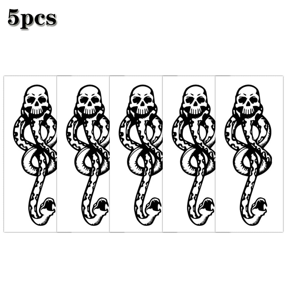 5 pièces mangeoires de mort marque sombre imperméable temporaire tatouage autocollant crâne serpent 