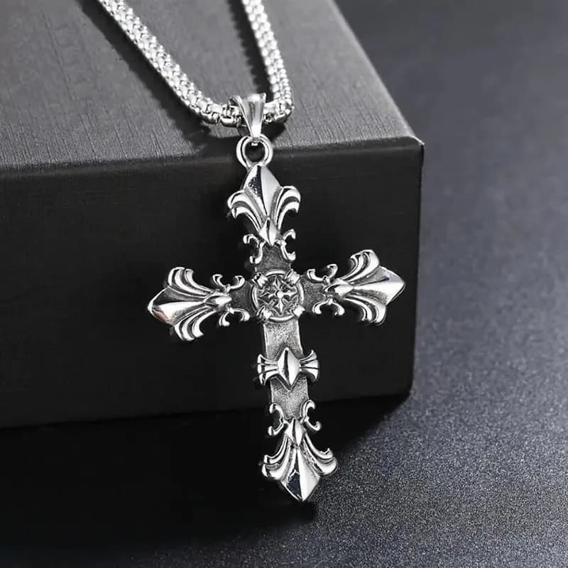 Collier chaîne en métal tendance, bijoux pour hommes, femmes, unisexe, couleur argent vintage, pende