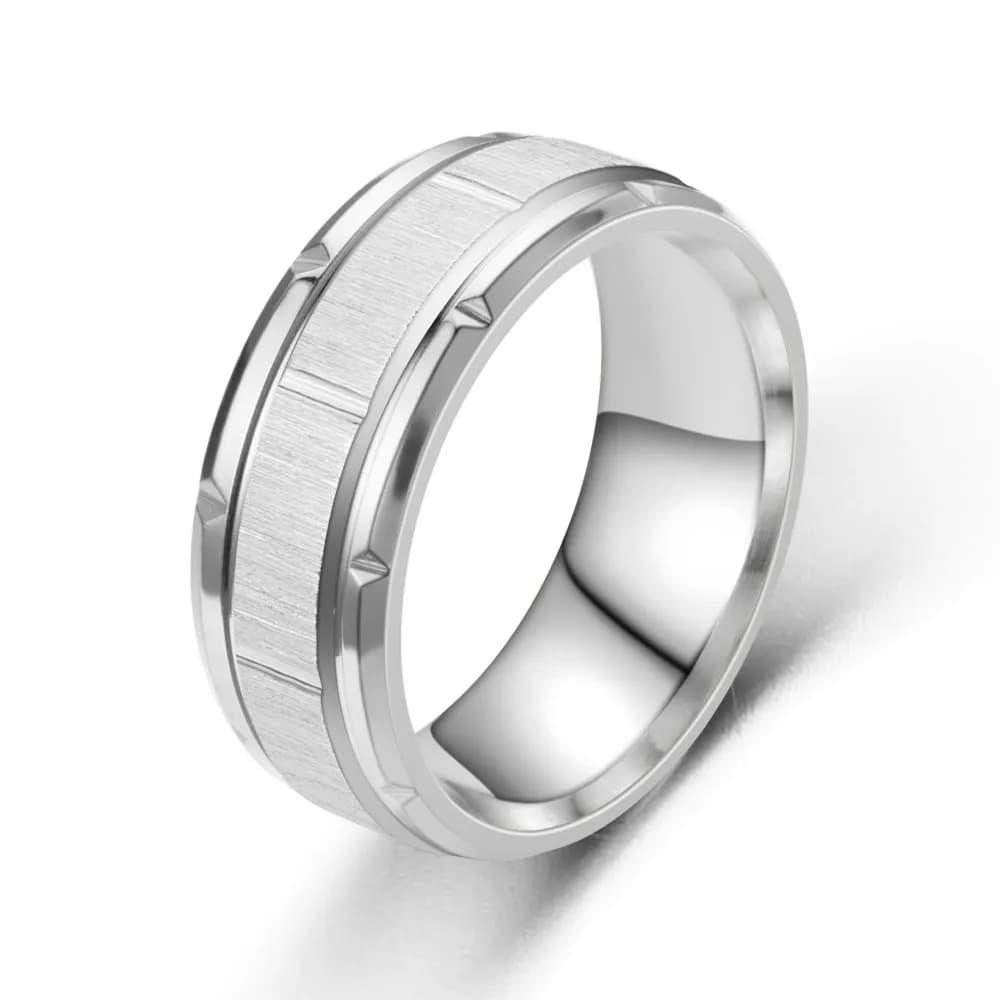 Bague chevalière pour hommes, bagues pour adolescentes, en acier inoxydable, ligne de fleur, bagues 
