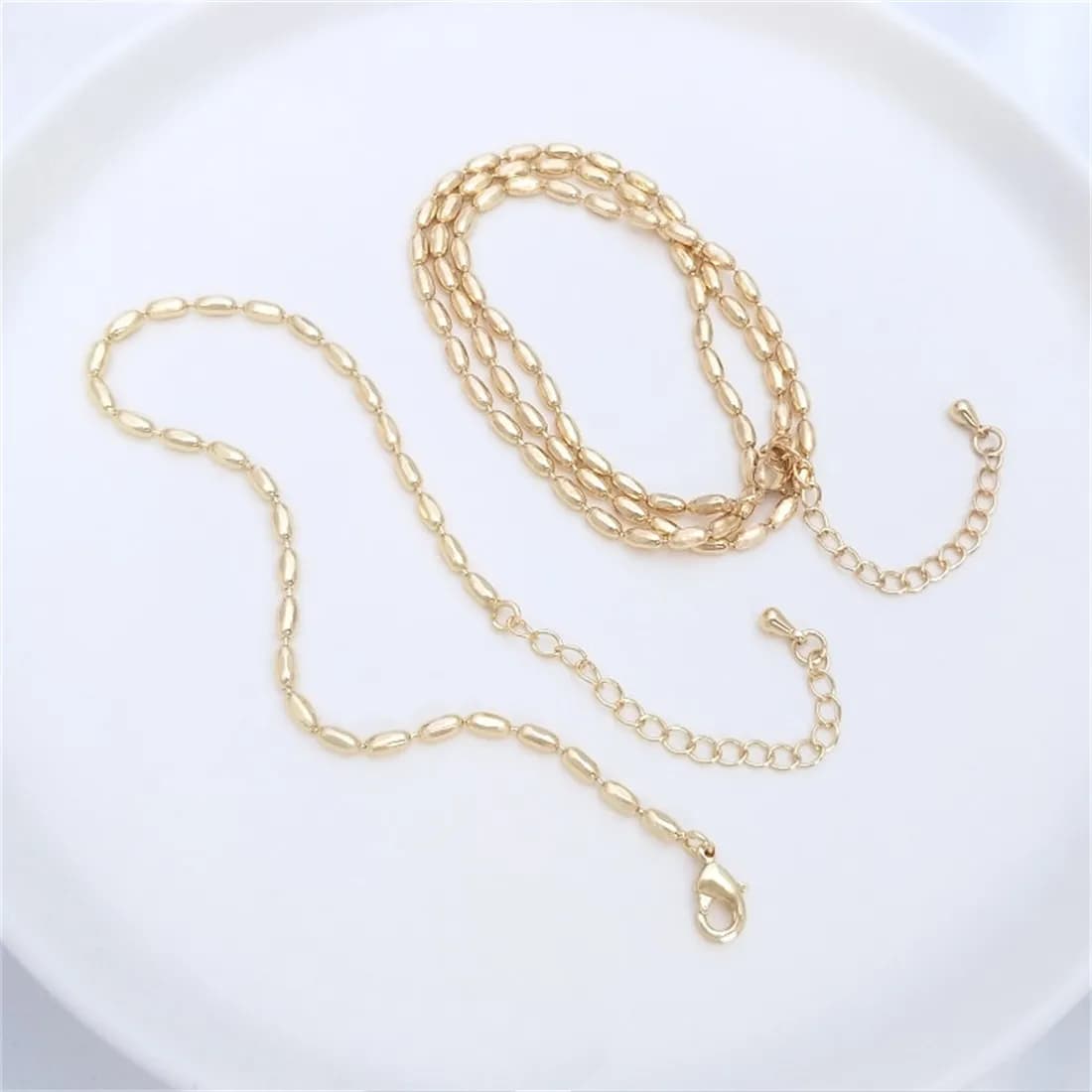 Collier de perles de riz pour documents en or 14 carats, bijoux faits à la main bricolage, pendentif