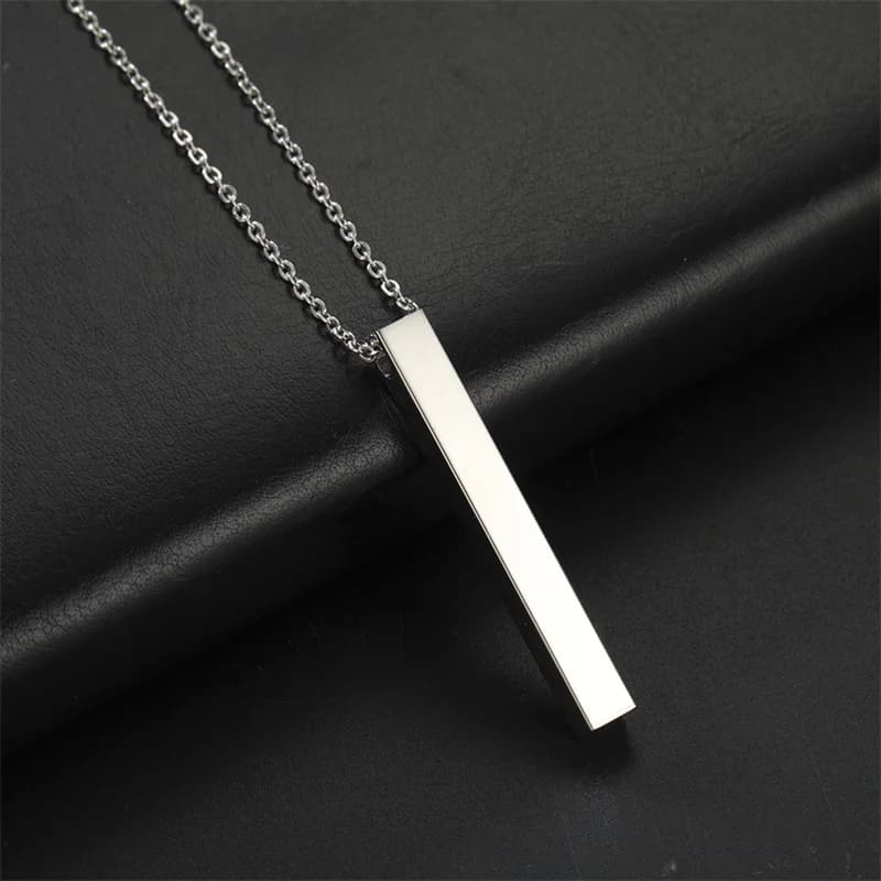 Collier pendentif rectangulaire pour hommes, chaîne cubaine en acier inoxydable, tendance, bijoux ca