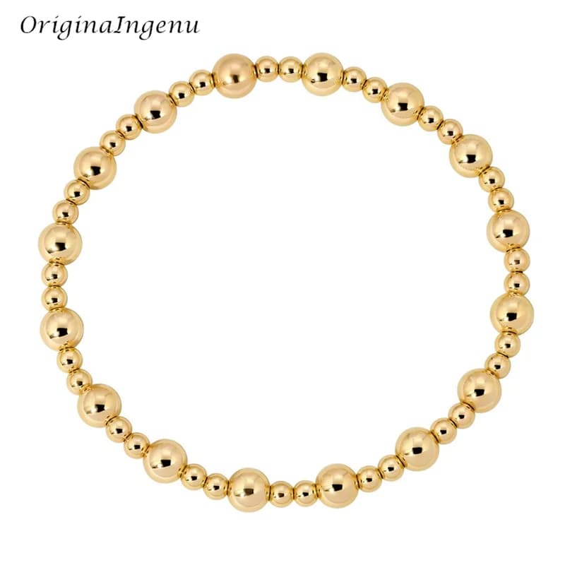 Bracelet vintage en or 14 carats, bijou élastique, fait à la main, étanche